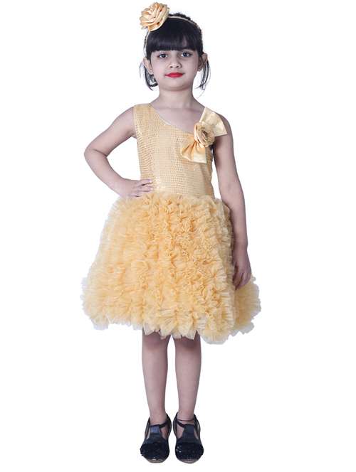 girls off shoulder sleeveless frock - 18445777 - Standard Image - 0