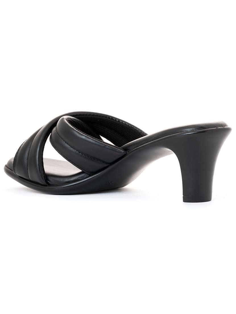 black mule heel sandal for women