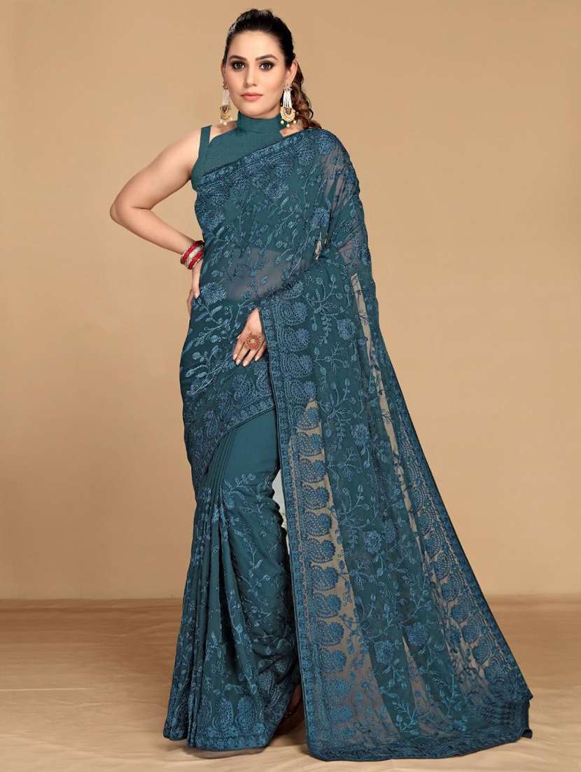 women's embroidered saree with blouse