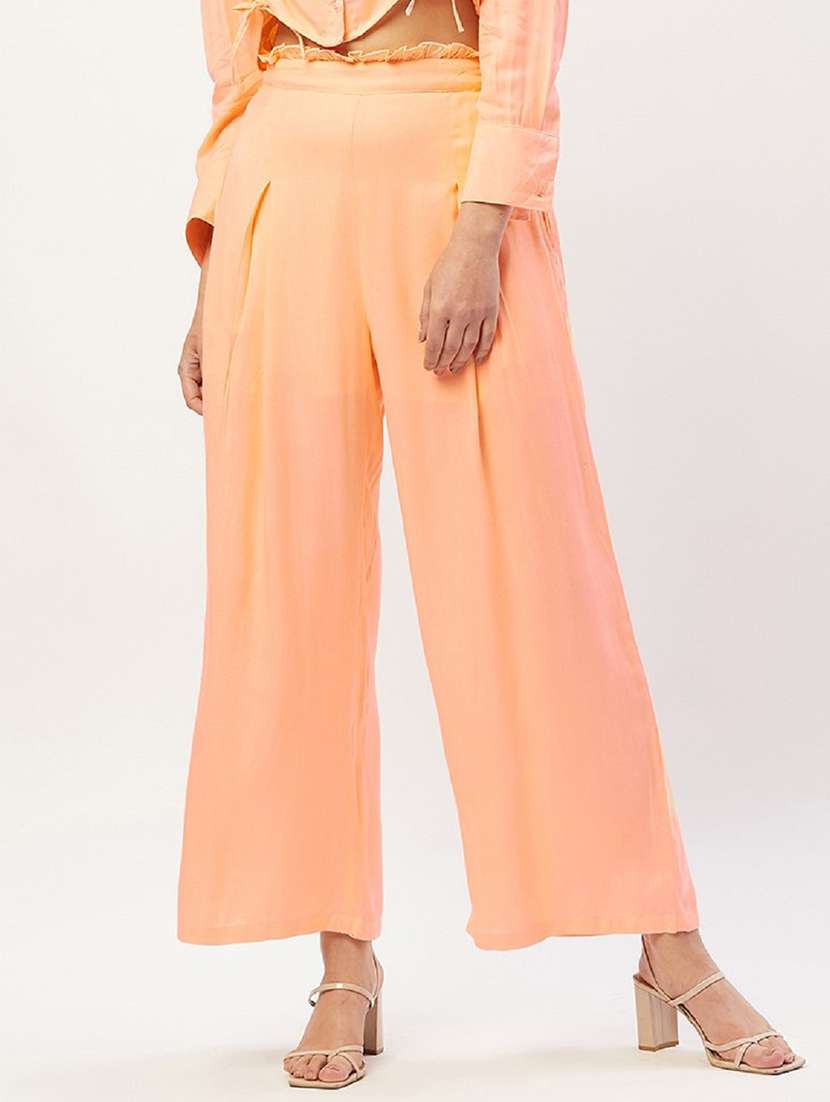 women solids full length culottes trousers
