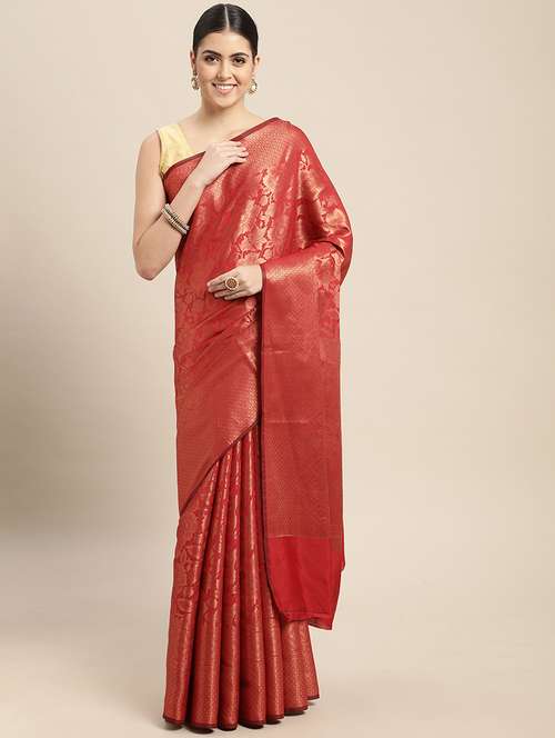 self design zari work woven saree with blouse - 18447300 - Standard Image - 0