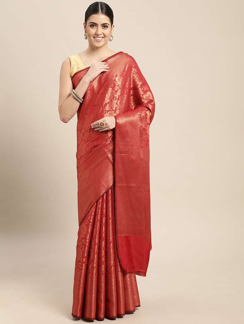 self design zari work woven saree with blouse - 18447300 - Zoom Image - 0