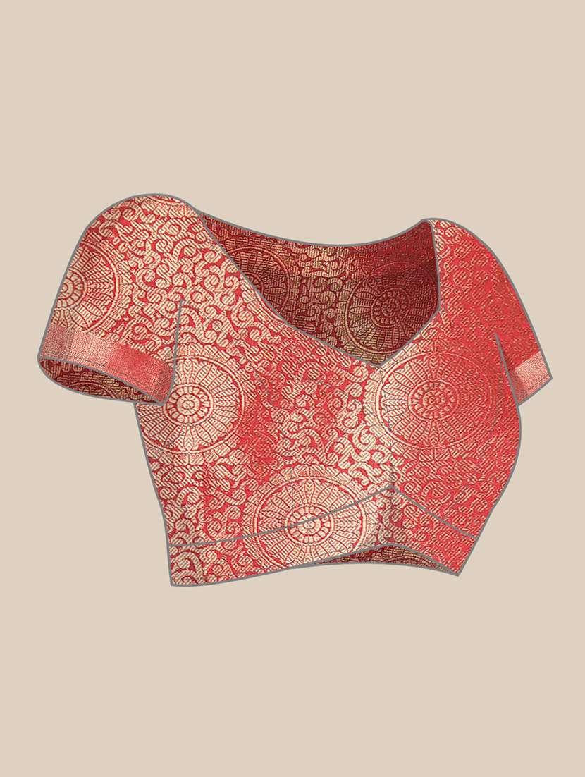 self design zari work woven saree with blouse - 18447300 - Standard Image - 3