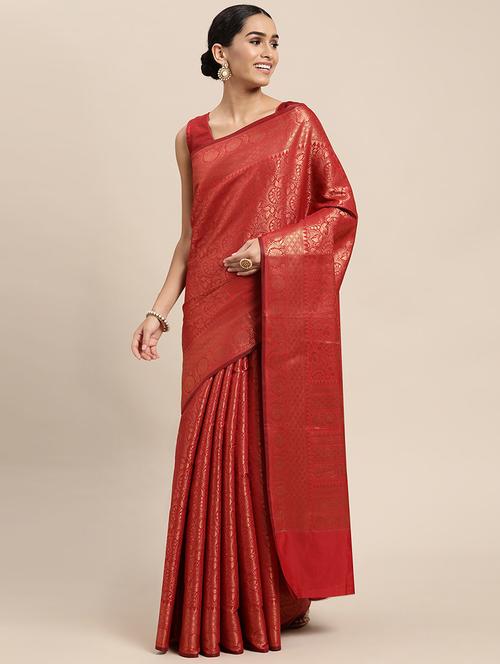 self design zari work woven saree with blouse - 18447301 - Standard Image - 0