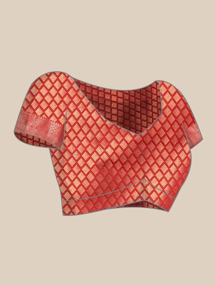 self design zari work woven saree with blouse - 18447301 - Standard Image - 3