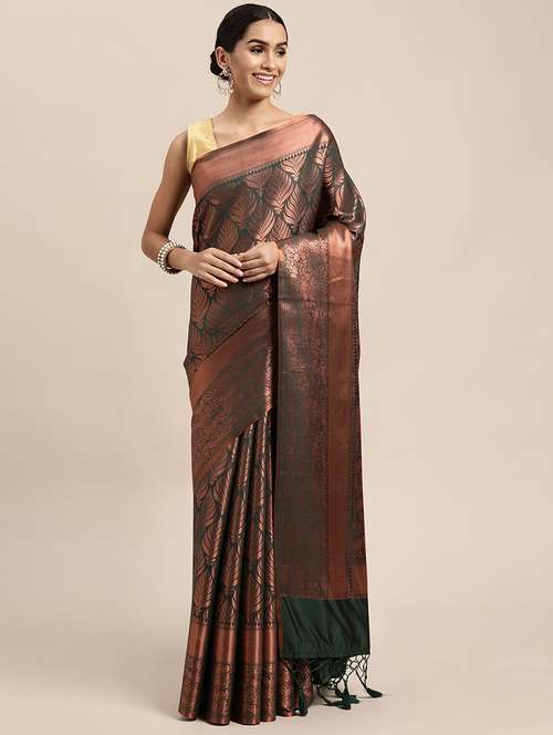 self design zari work woven saree with blouse - 18447309 -  Standard Image - 0