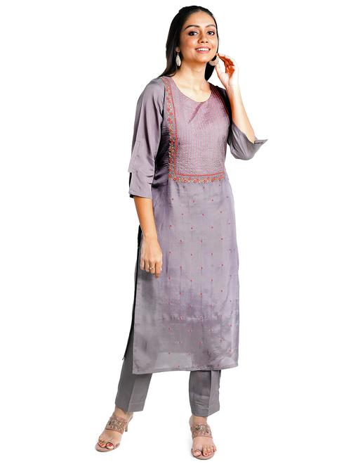 embroidered kurta pant set - 18447440 -  Standard Image - 0