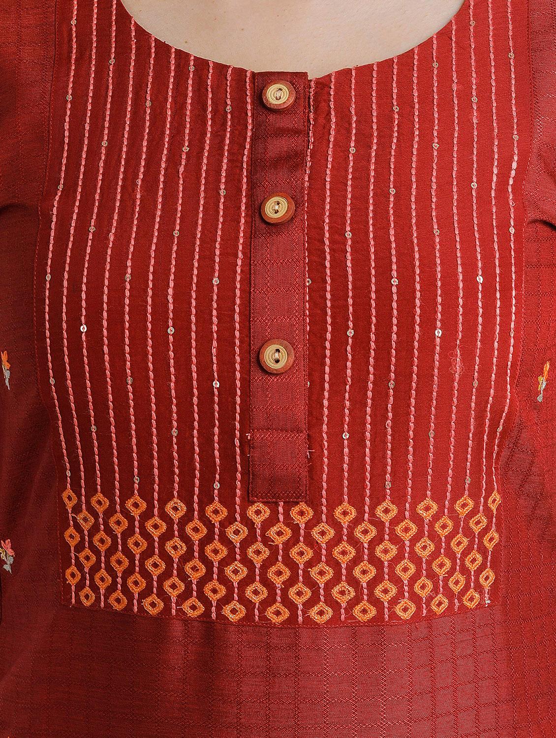 maroon kurta pant set - 18447441 - Standard Image - 3