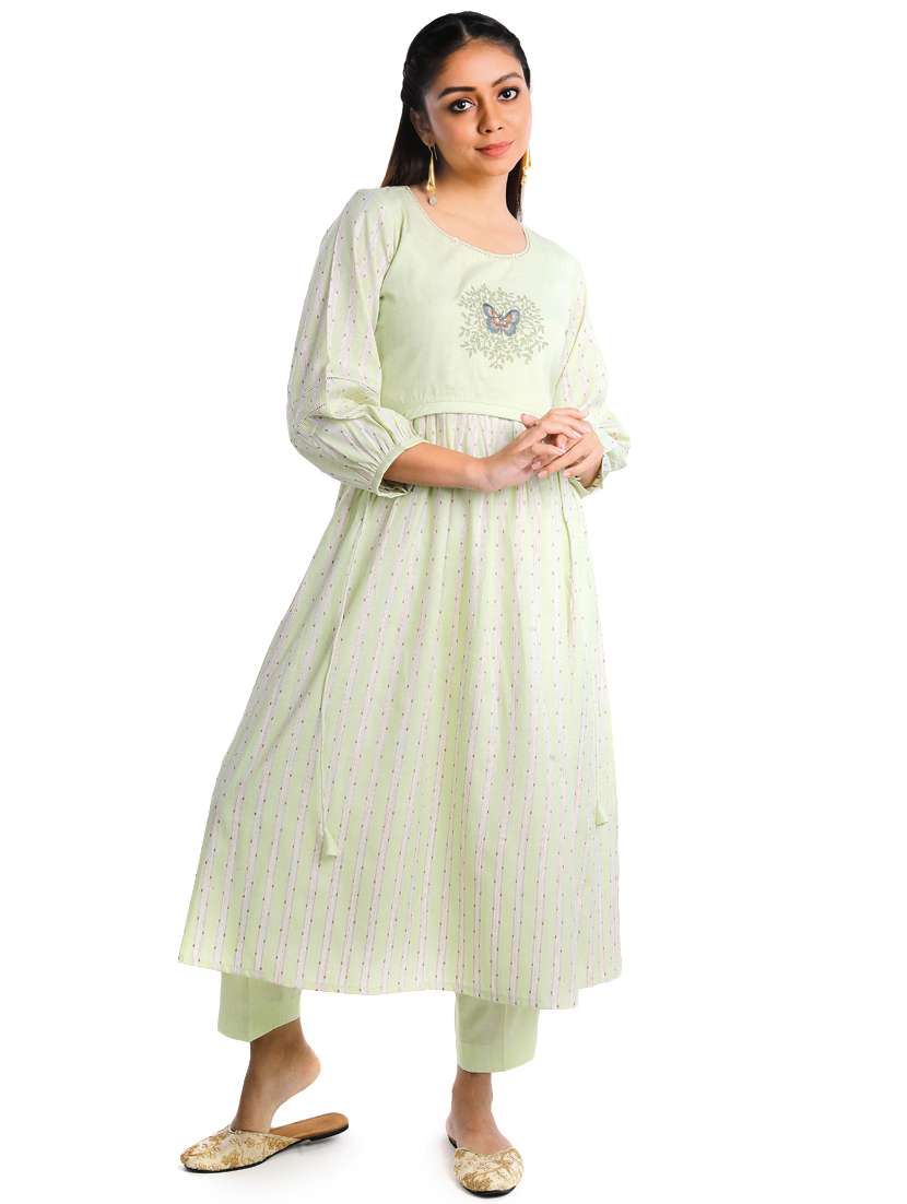 neo mint kurta pant set - 18447449 - Zoom Image - 0
