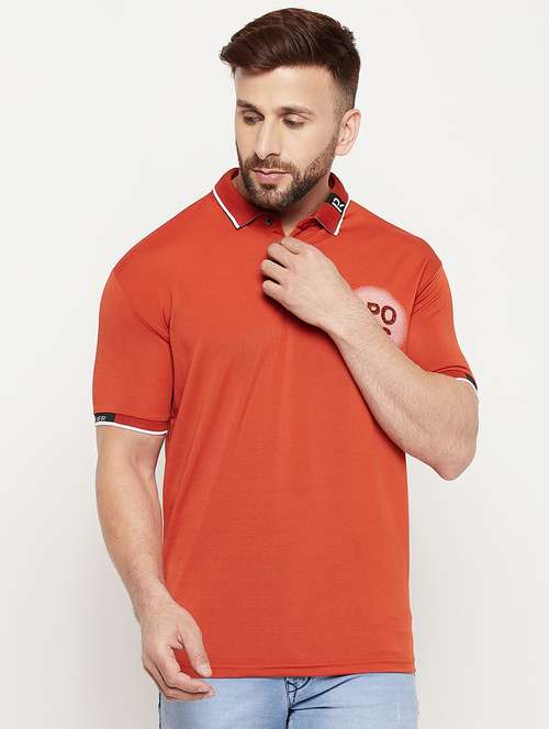orange chest-printed polo t-shirt - 18447478 - Standard Image - 0