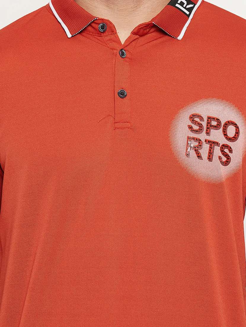 orange chest-printed polo t-shirt - 18447478 - Standard Image - 3