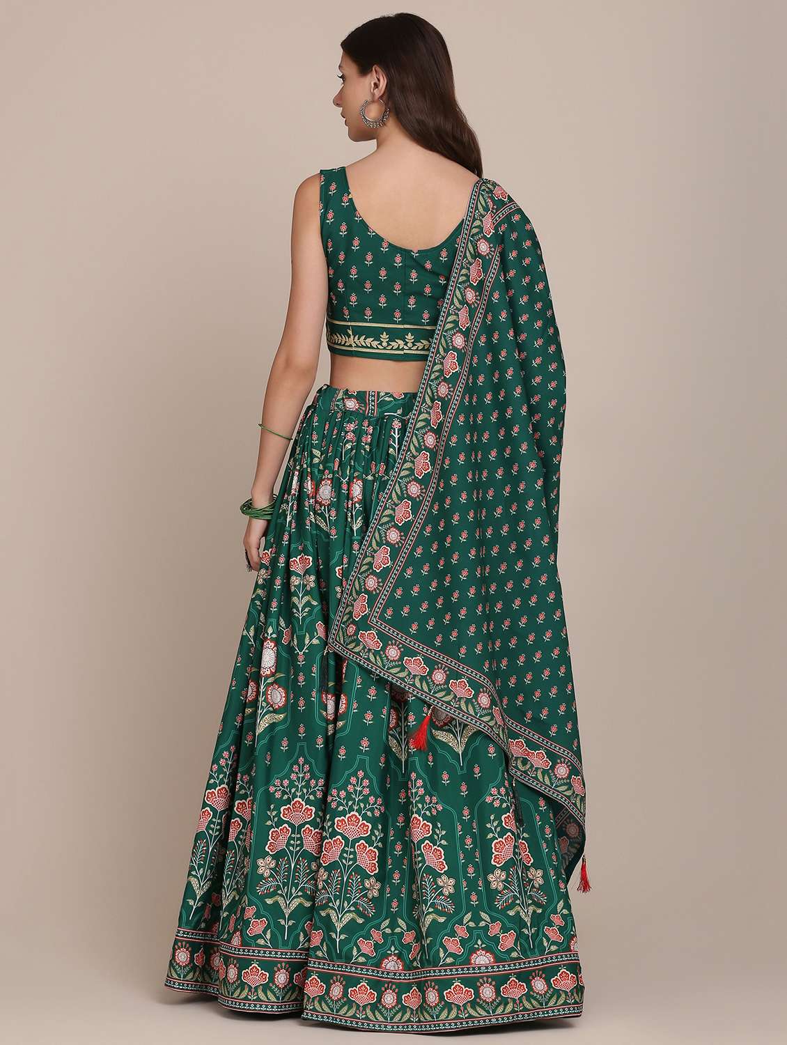 teal digital print semi- stitched lehenga with dupatta - 18447920 - Standard Image - 3