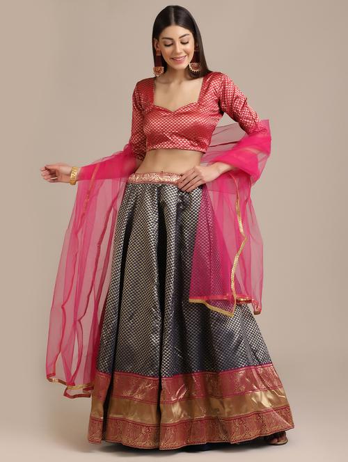 self design flared lehenga with dupatta - 18447982 - Standard Image - 0