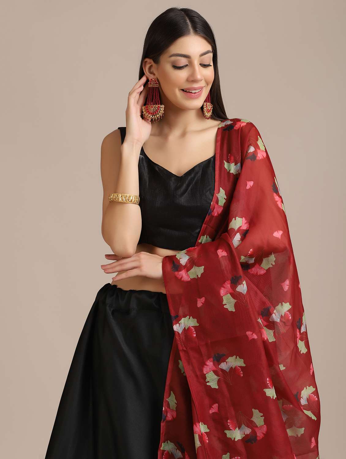 solid flared lehenga with dupatta - 18447995 - Standard Image - 3