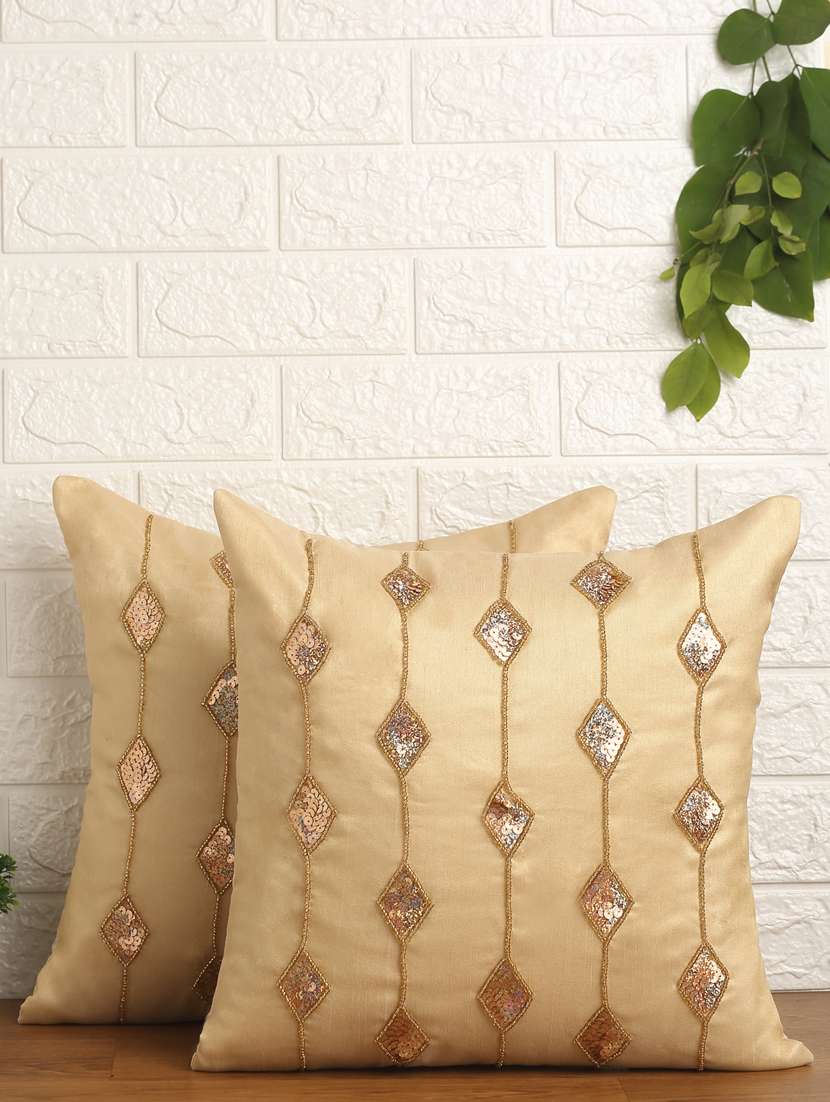 alina decor set of 2 embllished cushion covers 16 x 16 inch