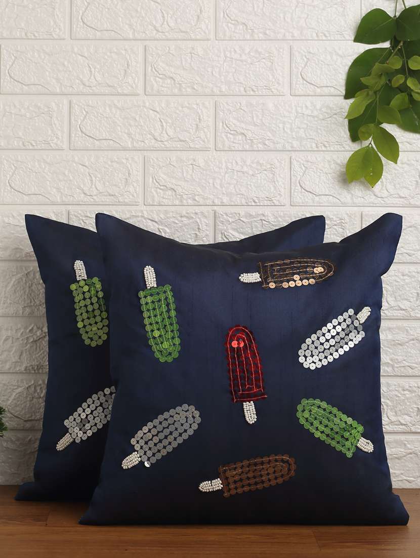 alina decor set of 2 embllished cushion covers 16 x 16 inch