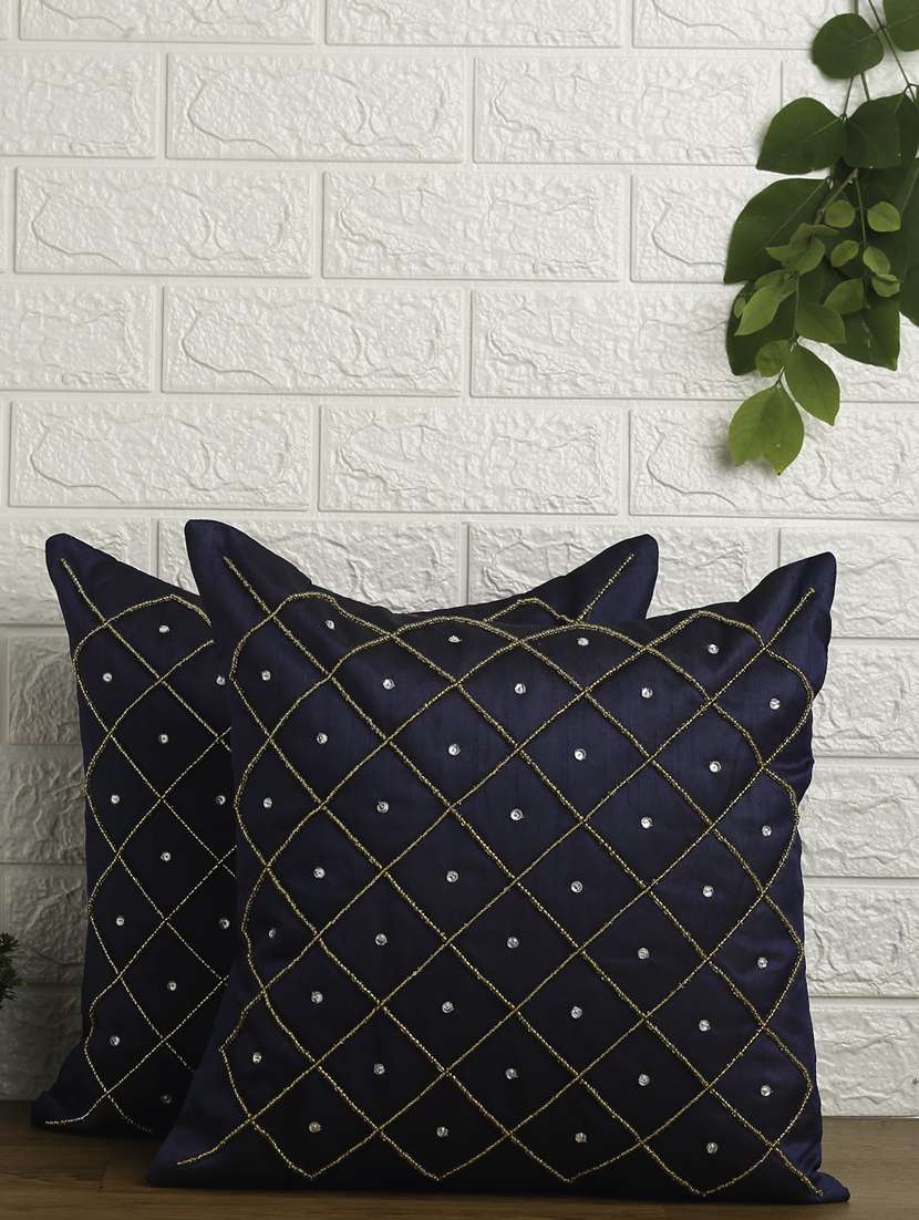 alina decor set of 2 embllished cushion covers 16 x 16 inch