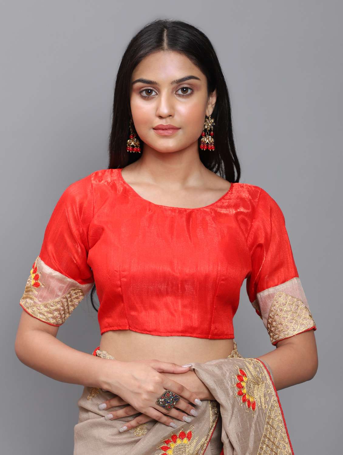 women's embroidered saree with blouse - 18448509 -  Standard Image - 3