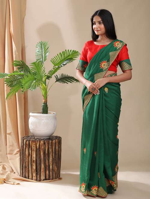 women's embroidered saree with blouse - 18448510 -  Standard Image - 0