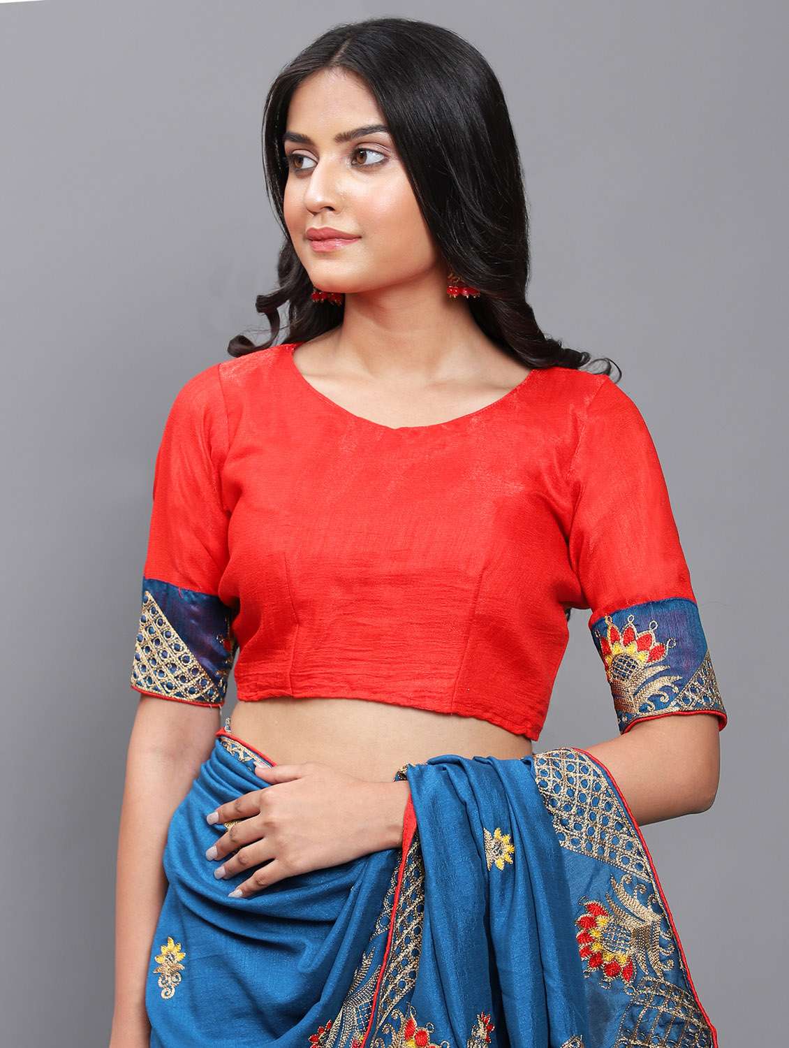 women's embroidered saree with blouse - 18448511 -  Standard Image - 3