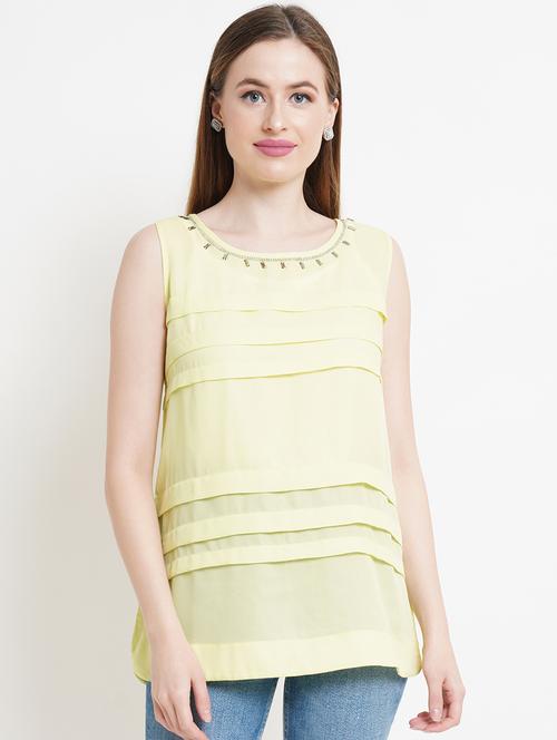 women's straight round neck top - 18448948 - Standard Image - 0