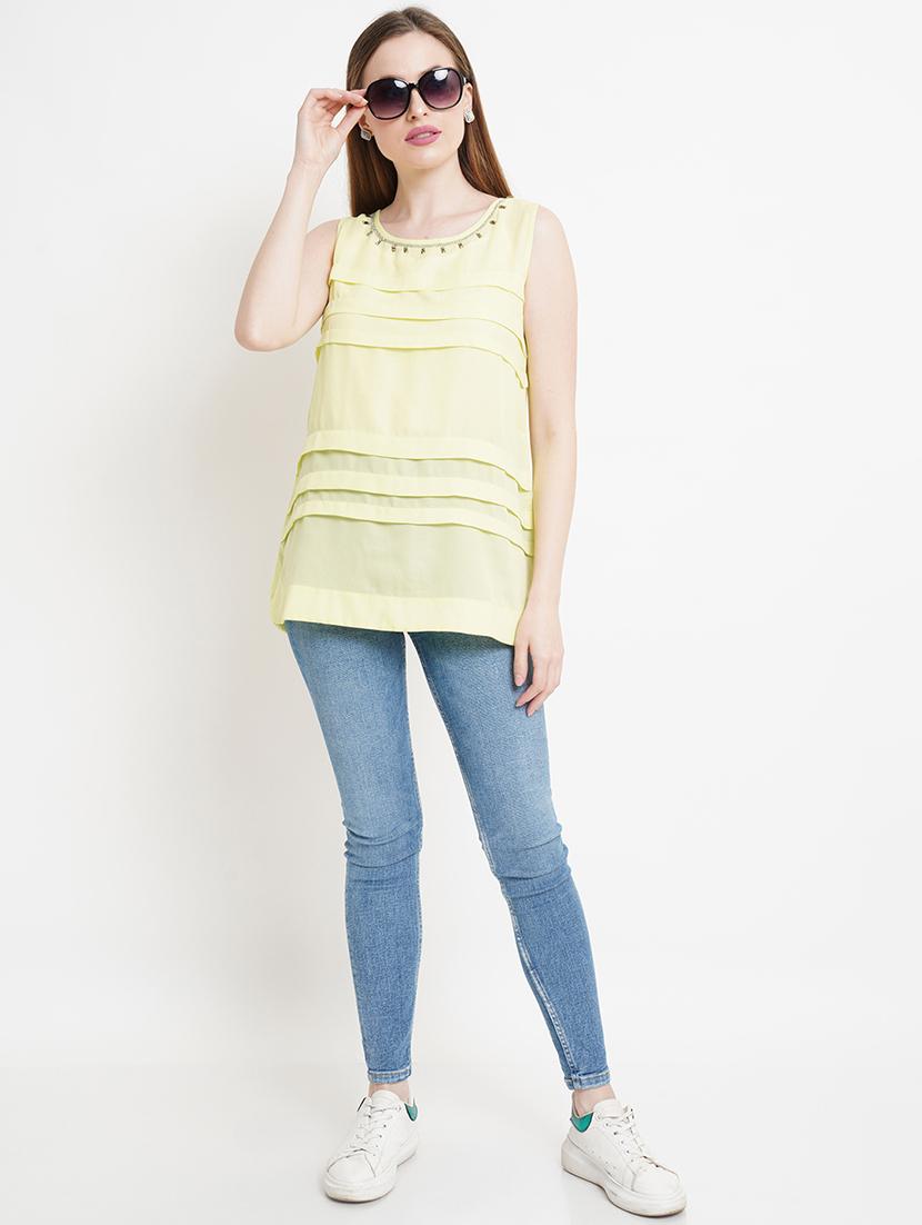 women's straight round neck top - 18448948 - Standard Image - 3