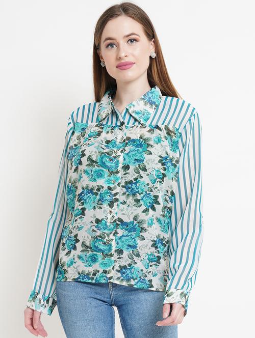 women's straight collared top - 18448951 - Standard Image - 0