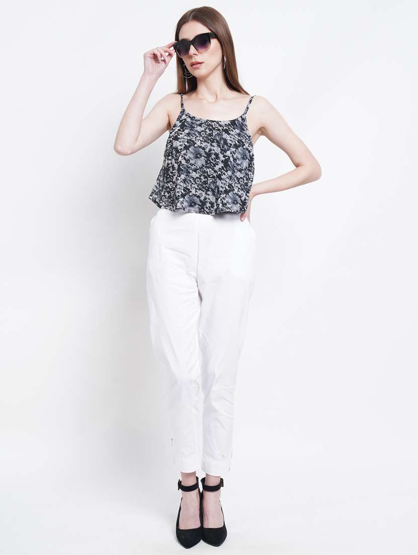 women's crop round neck top - 18448964 - Standard Image - 3