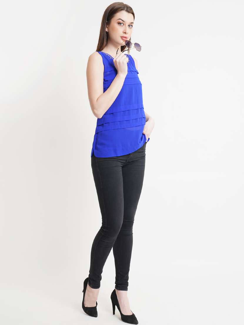 women's layered round neck top - 18448966 -  Standard Image - 3