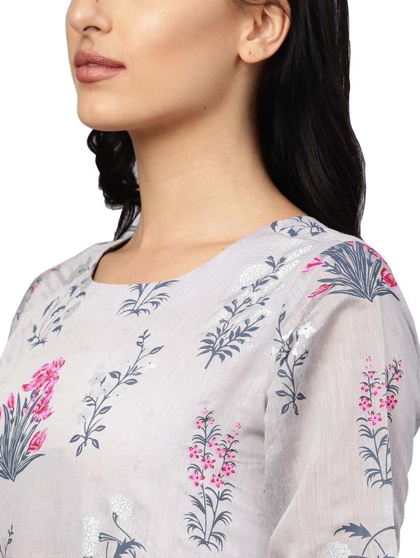 floral print layered ethnic dress - 18449052 -  Standard Image - 3