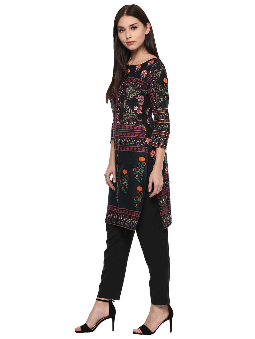 floral print straight kurta - 18449063 -  Standard Image - 3