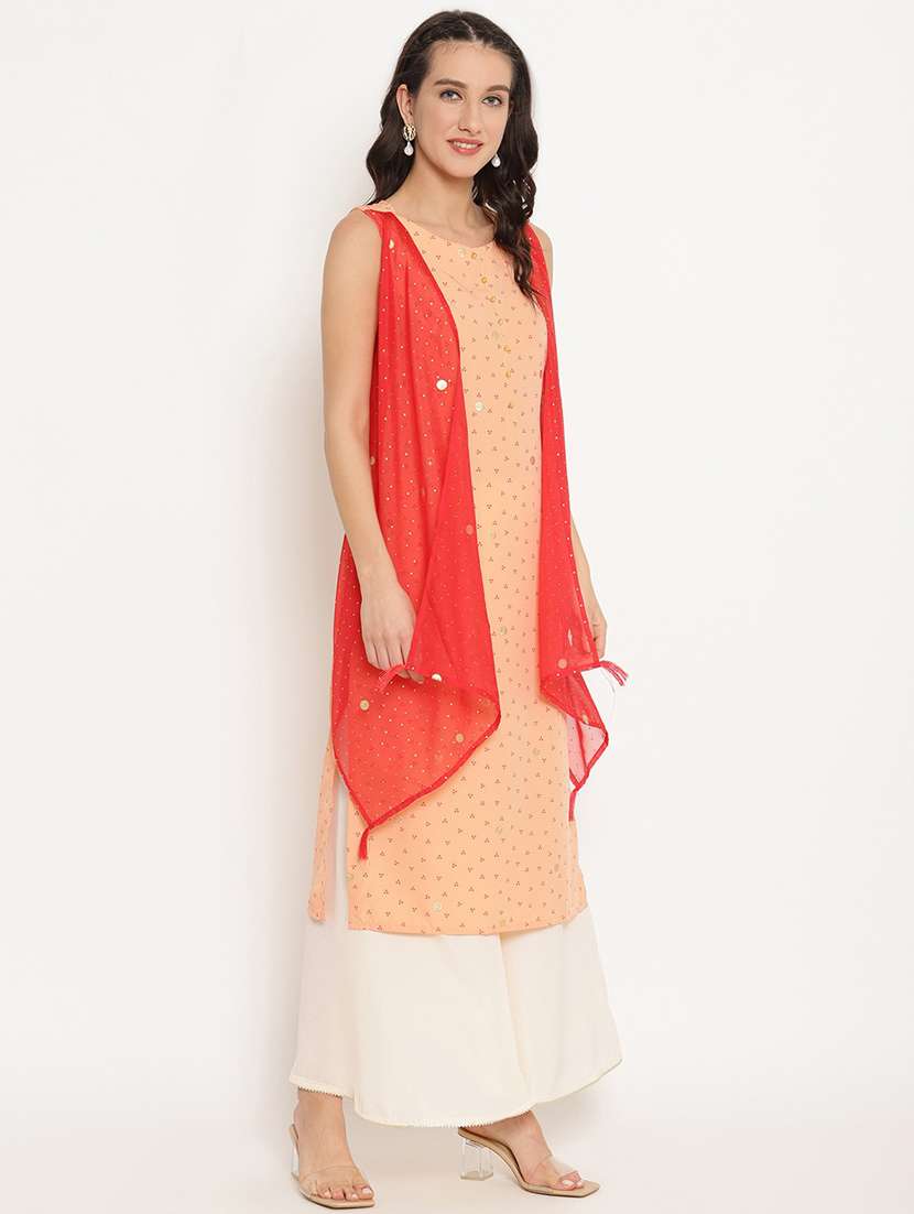 bandhani print layered kurta - 18449139 -  Standard Image - 3