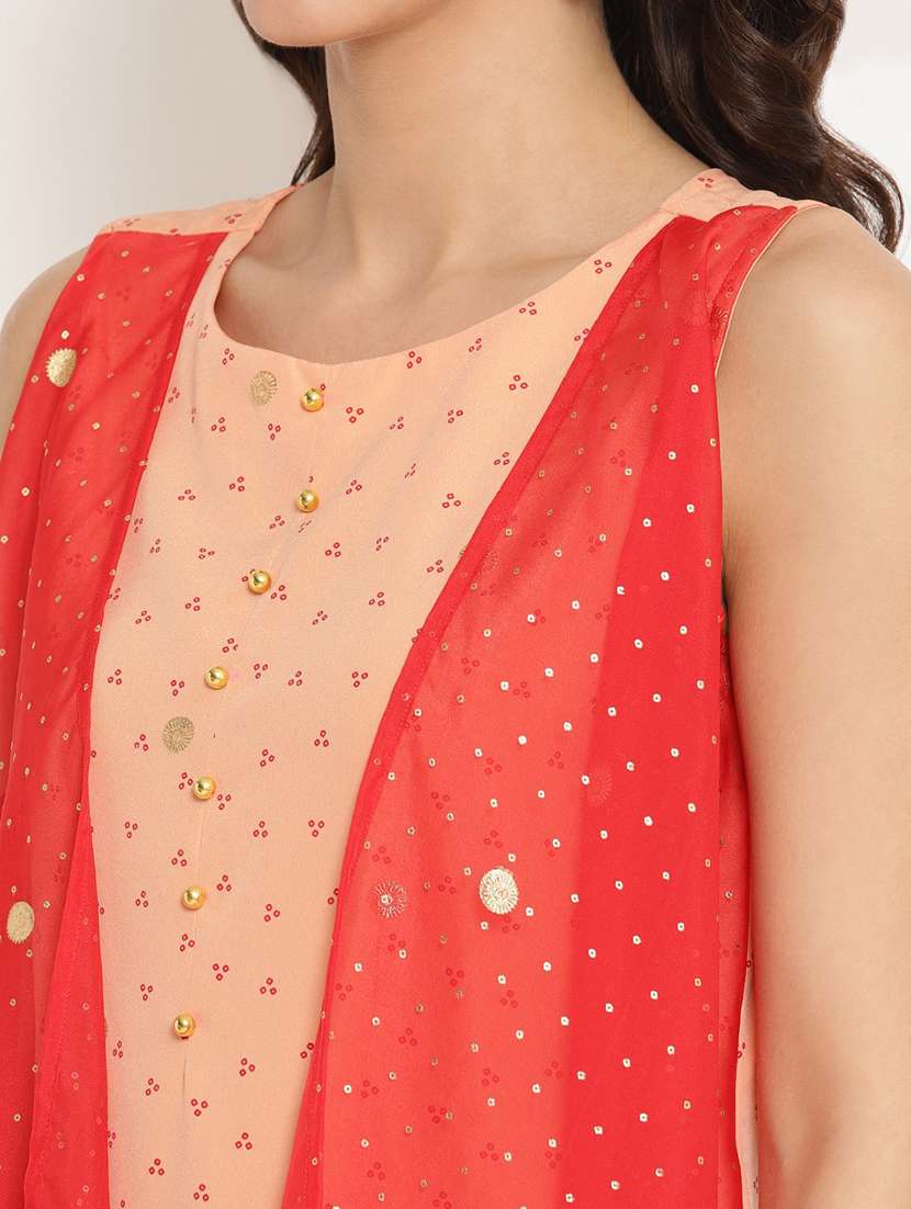 bandhani print layered kurta - 18449139 -  Standard Image - 5