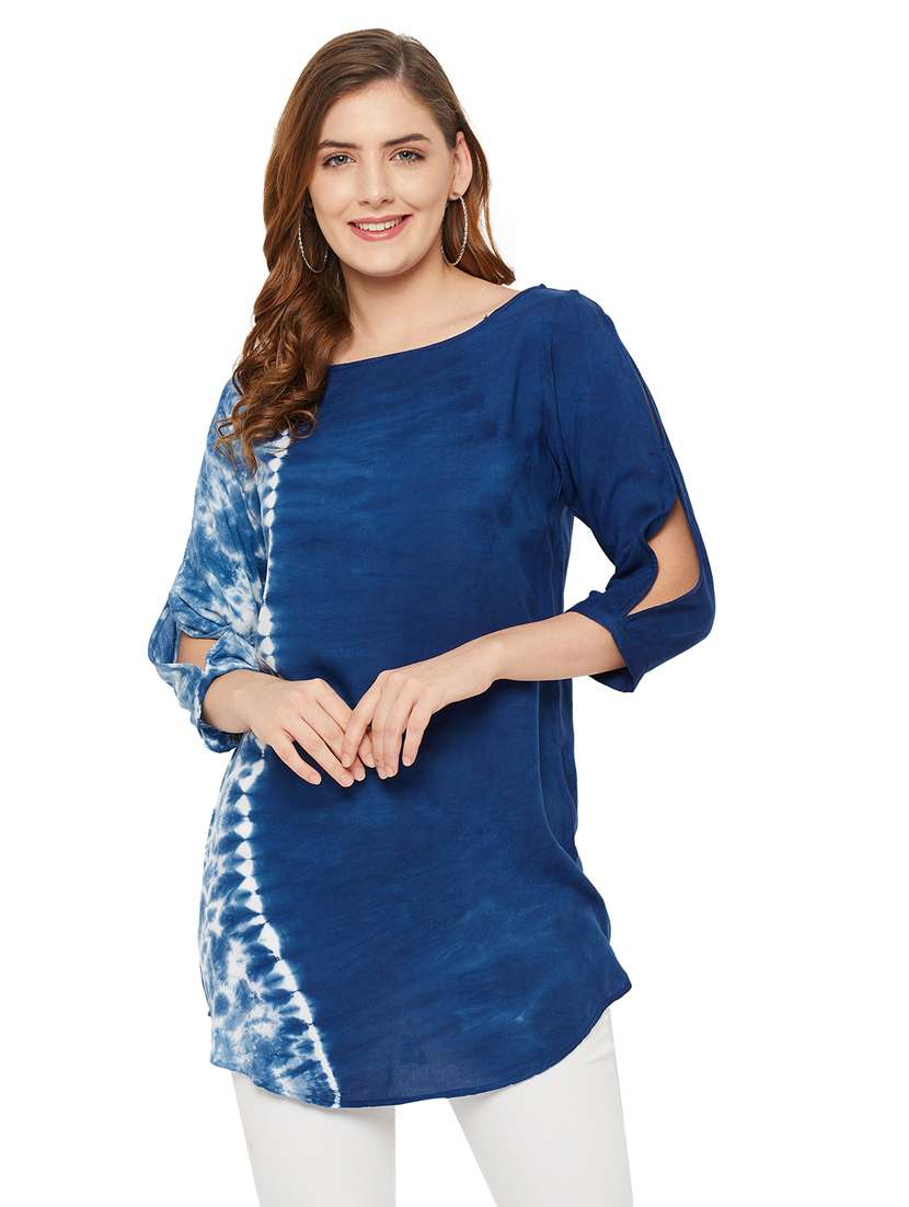 navy blue tie & dye regular tunic - 18449743 -  Zoom Image - 0