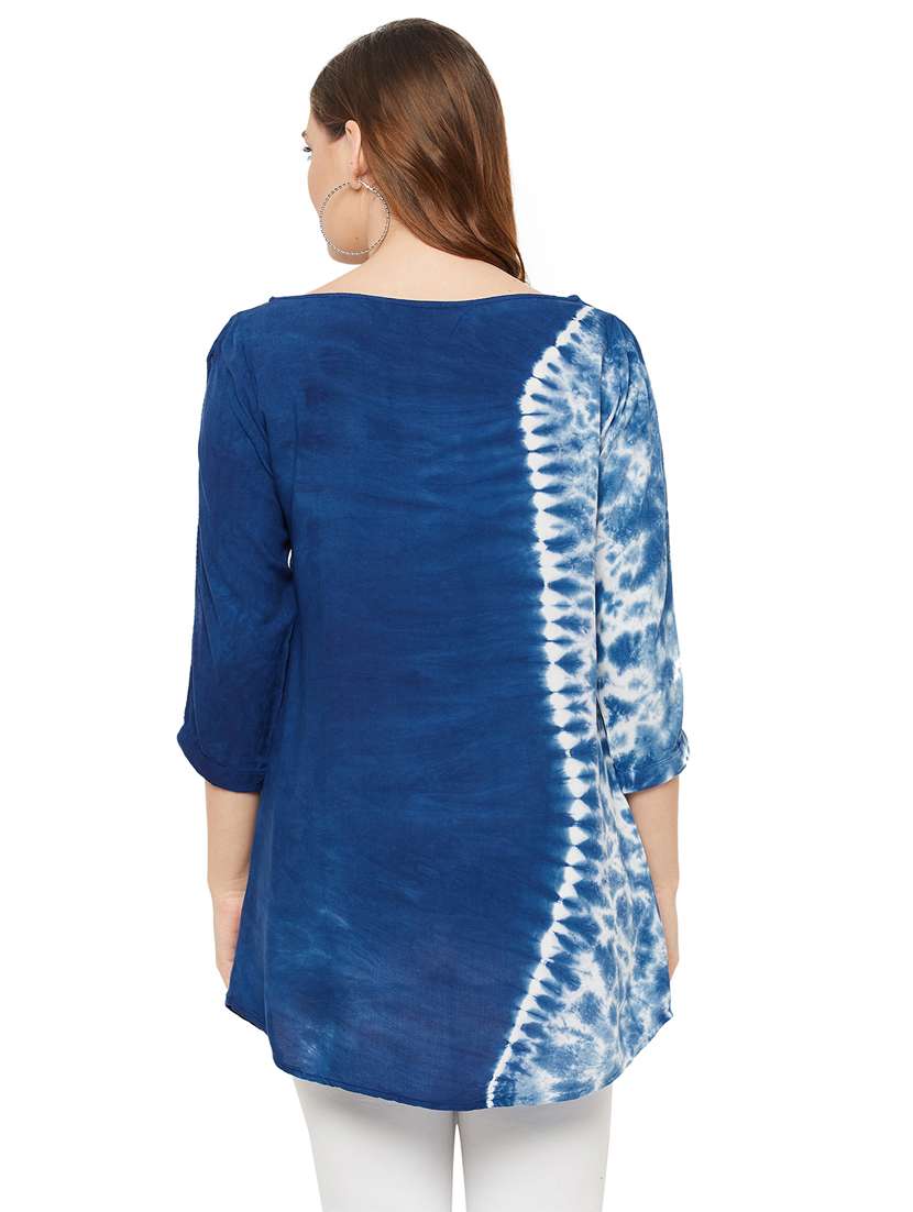 navy blue tie & dye regular tunic - 18449743 - Standard Image - 3
