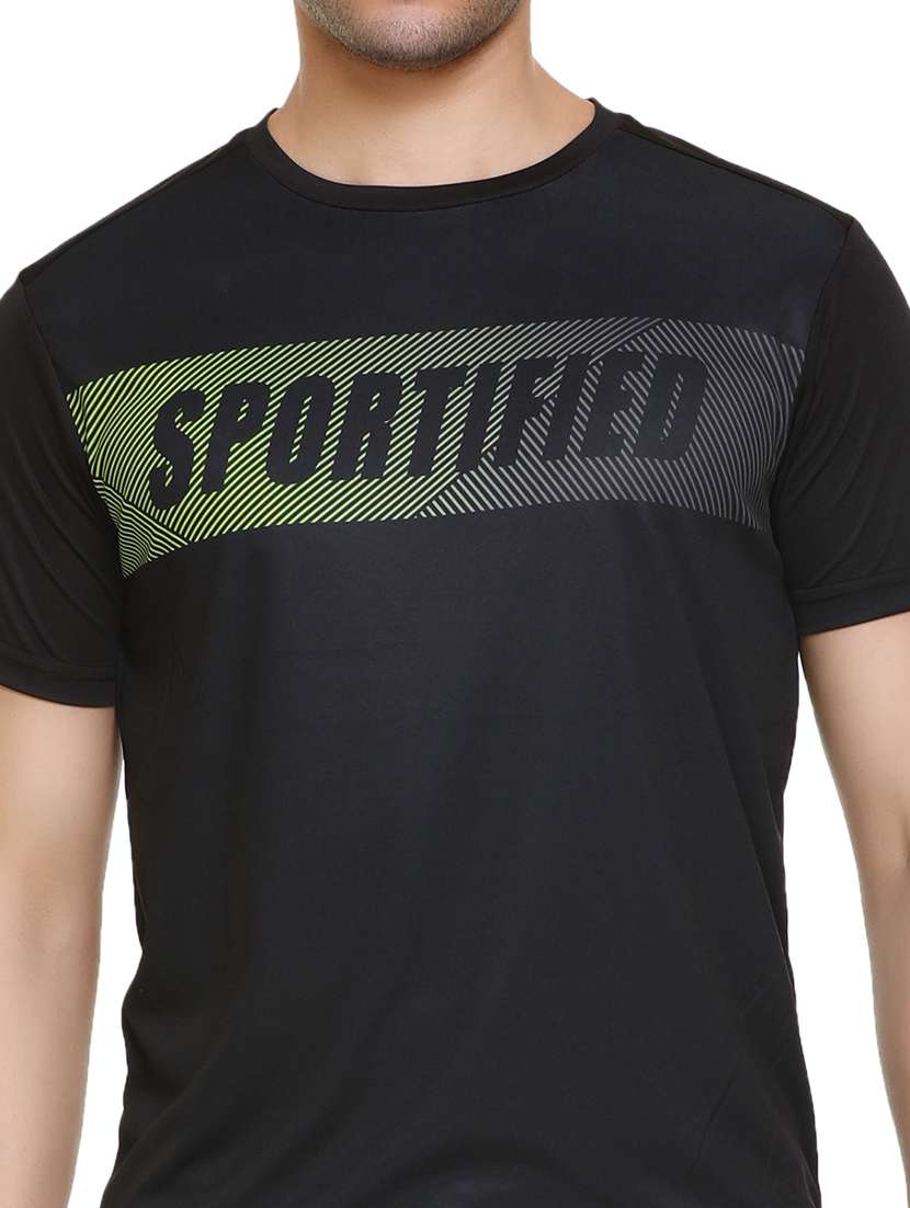 black chest-printed t-shirt - 18450020 - Standard Image - 3