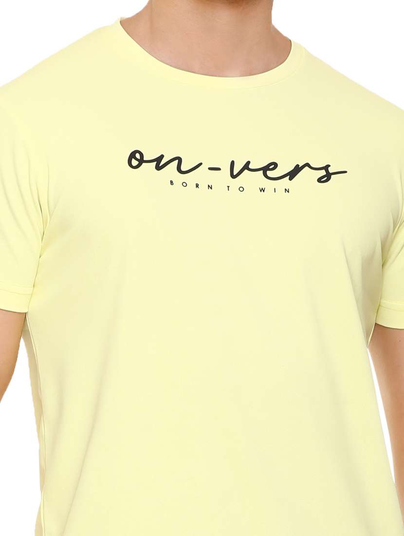yellow chest-printed t-shirt - 18450022 - Standard Image - 5