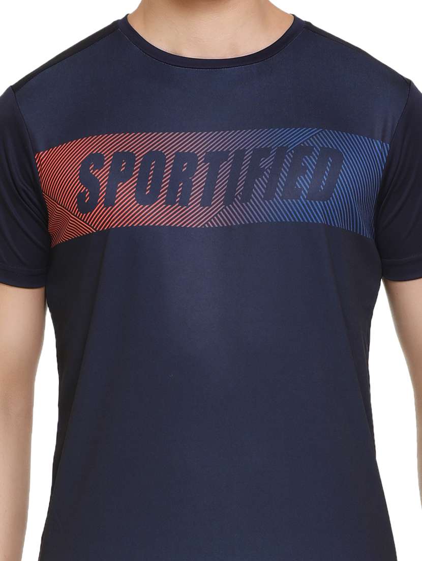 navy-blue chest-printed t-shirt - 18450030 - Standard Image - 5