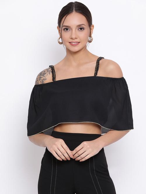 women's crop shoulder strap top - 18450155 -  Standard Image - 0