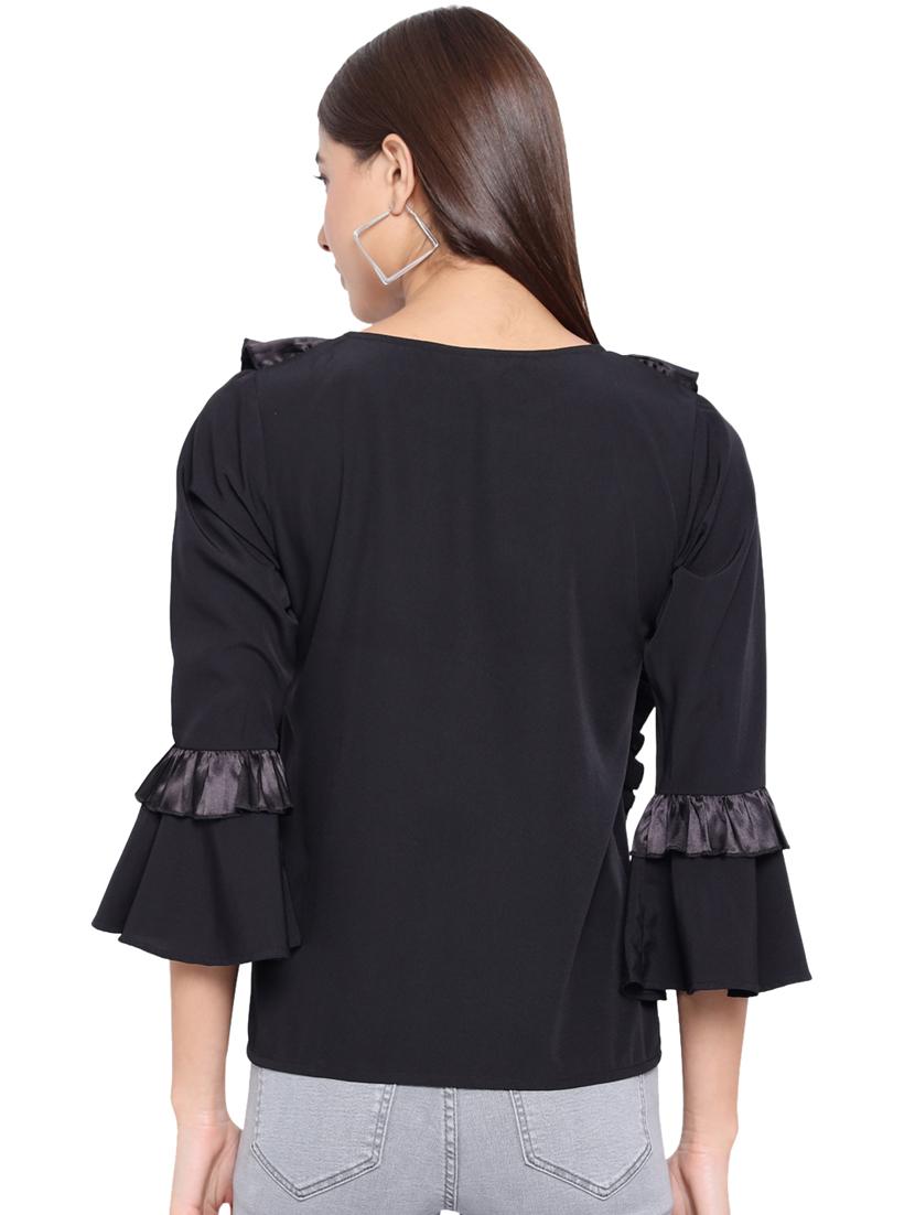 women's ruffle round neck top - 18450162 - Standard Image - 5