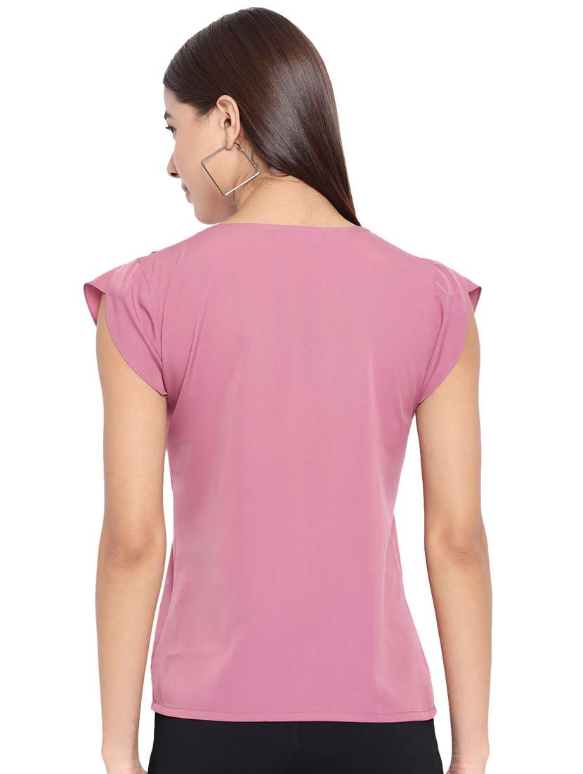 women's straight v neck top - 18450171 - Standard Image - 3