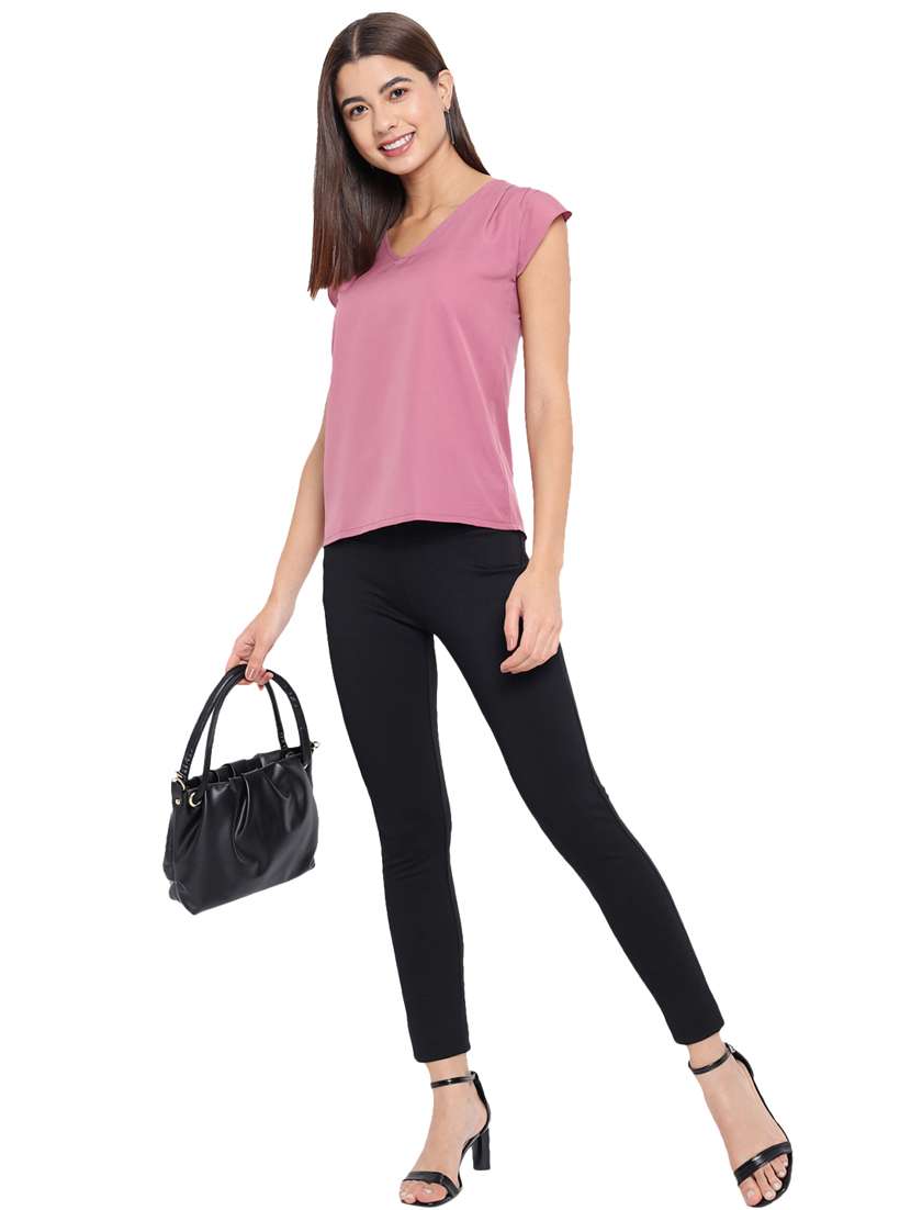 women's straight v neck top - 18450171 - Standard Image - 5