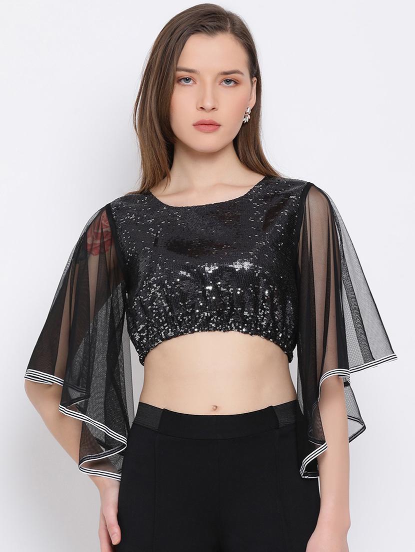 women's crop round neck top - 18450182 - Zoom Image - 0