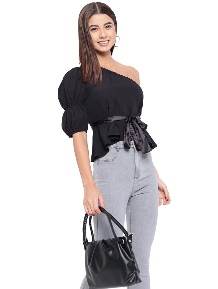 women's asymmetric single shoulder top - 18450195 - Standard Image - 5