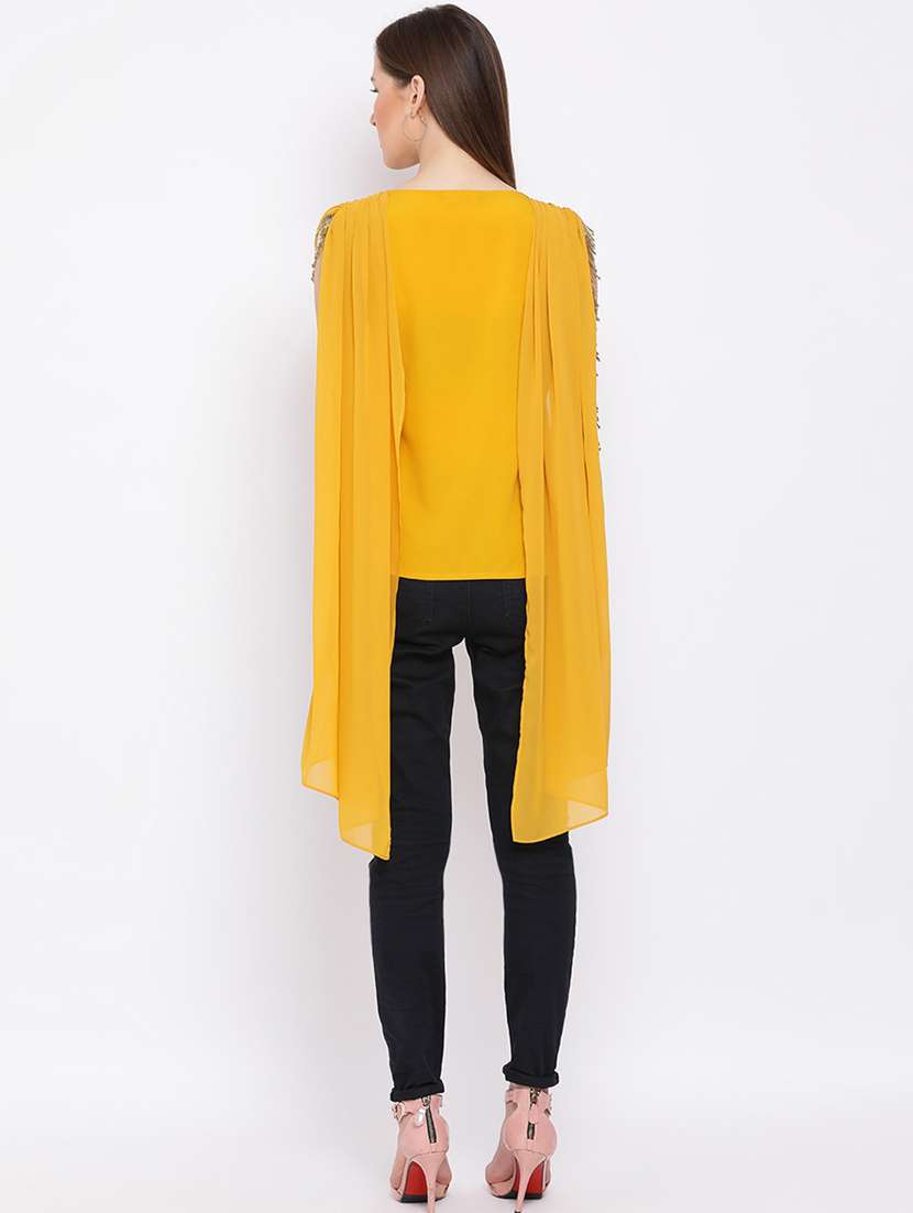 draped style solid regular top - 18450210 - Standard Image - 3