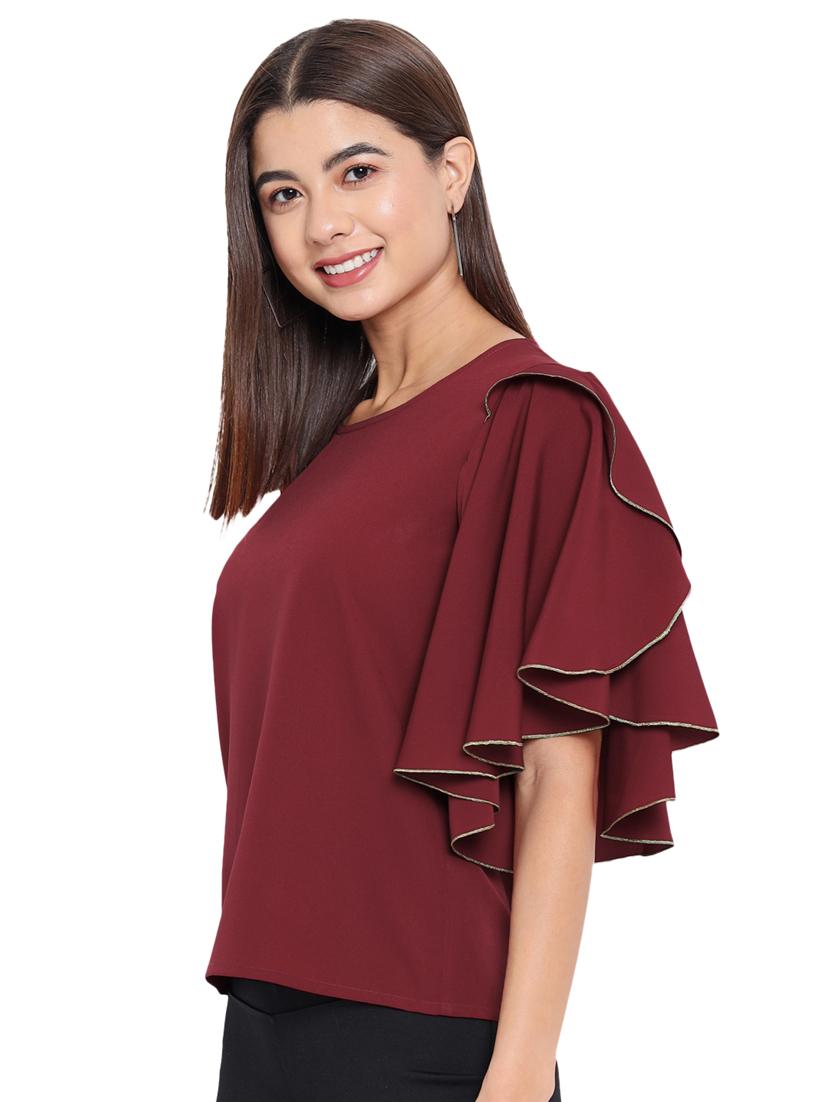 women's straight round neck top - 18450225 - Standard Image - 3