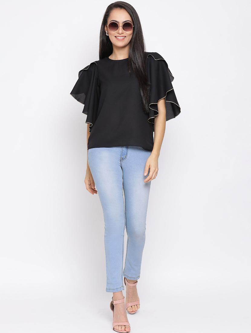 women's straight round neck top - 18450233 - Standard Image - 3