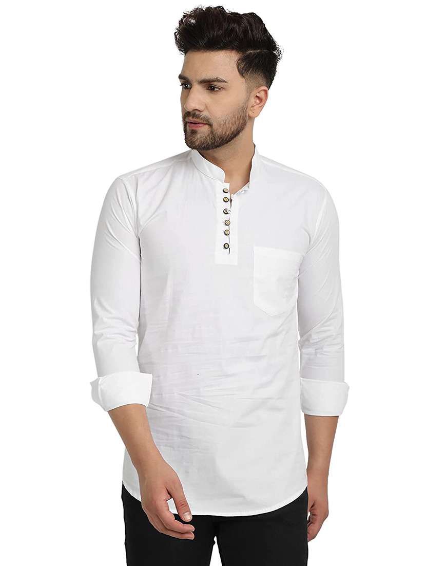 white solid short kurta