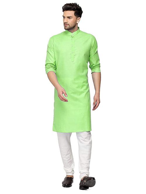 green solid medium kurta - 18450689 -  Standard Image - 0
