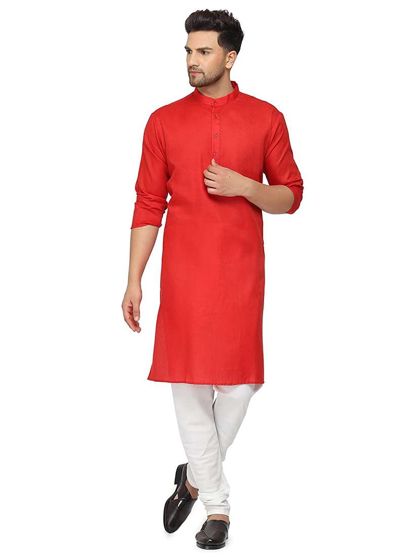 men solid mandarin neck long kurta